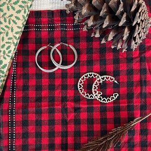 Elegant Silver Hoop Earrings 2 Pair